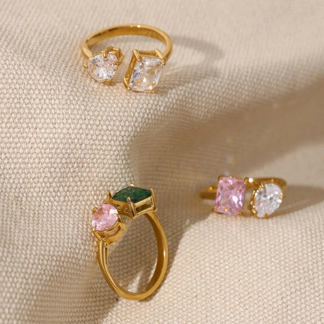 Bague fine avec pierre de couleur Nova - Ma boutique