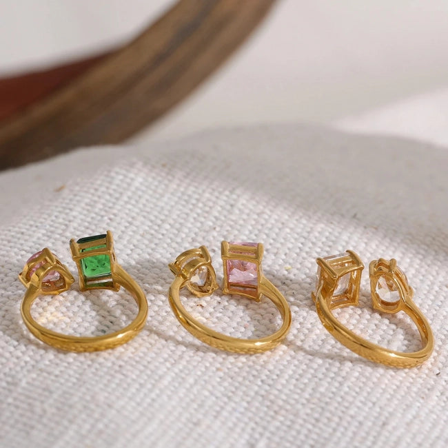 Bague fine avec pierre de couleur Nova - Ma boutique