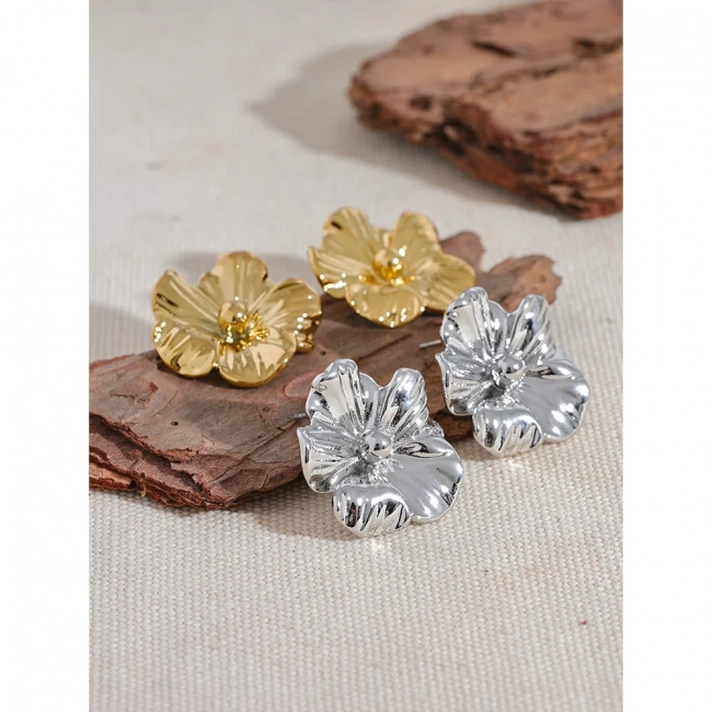 Boucle d'oreille fleur dorée Eloah - Ma boutique