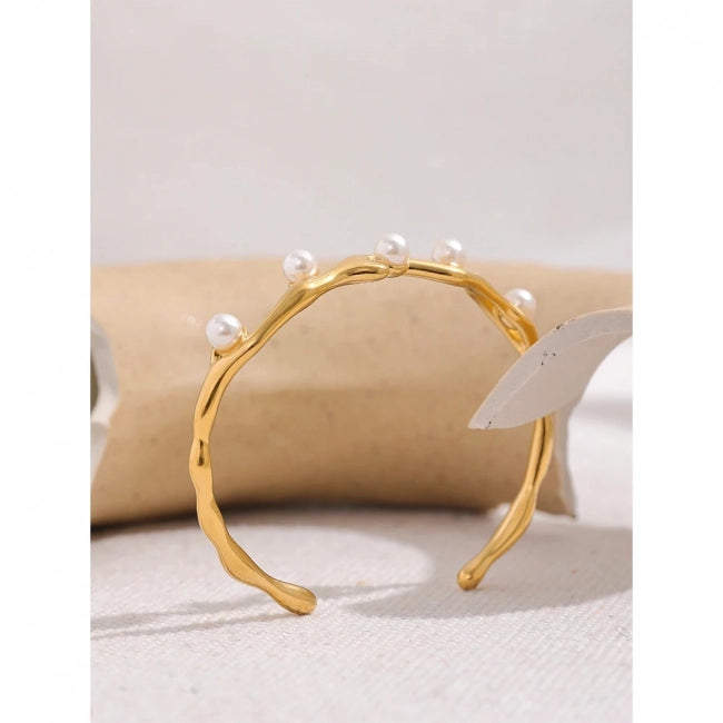 Bracelet jonc à perles blanches Luminara - Ma boutique