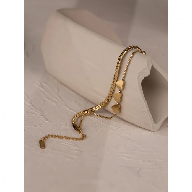 Bracelet maille à 3 coeurs Iris - Ma boutique