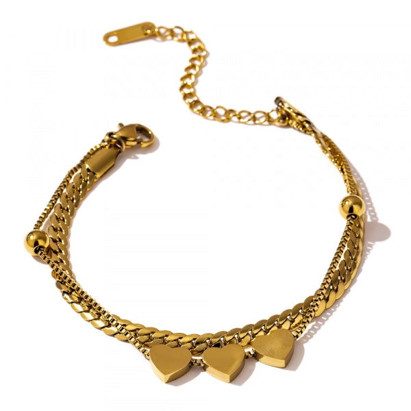 Bracelet maille à 3 coeurs Iris - Ma boutique