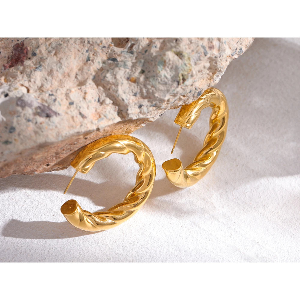 Boucle d'oreille créole torsadé or Vénus - Ma boutique