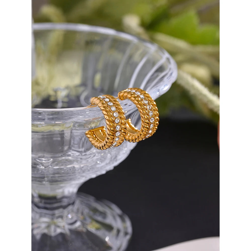 Boucle d'oreille avec zirconium et or jaune Jocaste - Ma boutique
