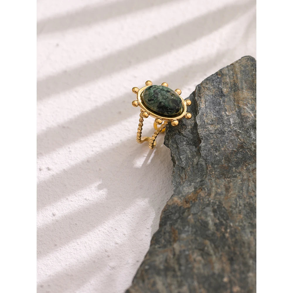 Bague en or avec pierre naturelle verte Carla - Ma boutique