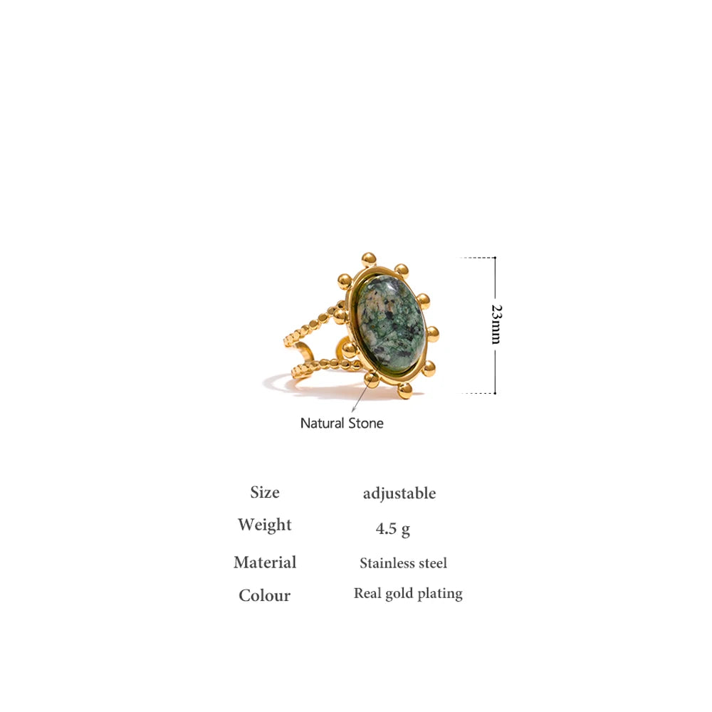 Bague en or avec pierre naturelle verte Carla - Ma boutique