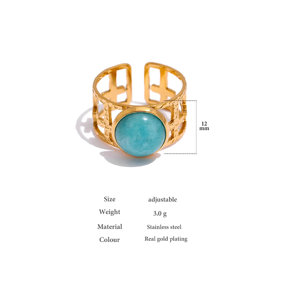 Bague plaqué or avec pierre bleu clair Nadine - Ma boutique
