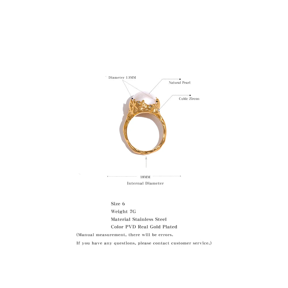Bague fantaisie plaqué or avec perle Menina - Ma boutique
