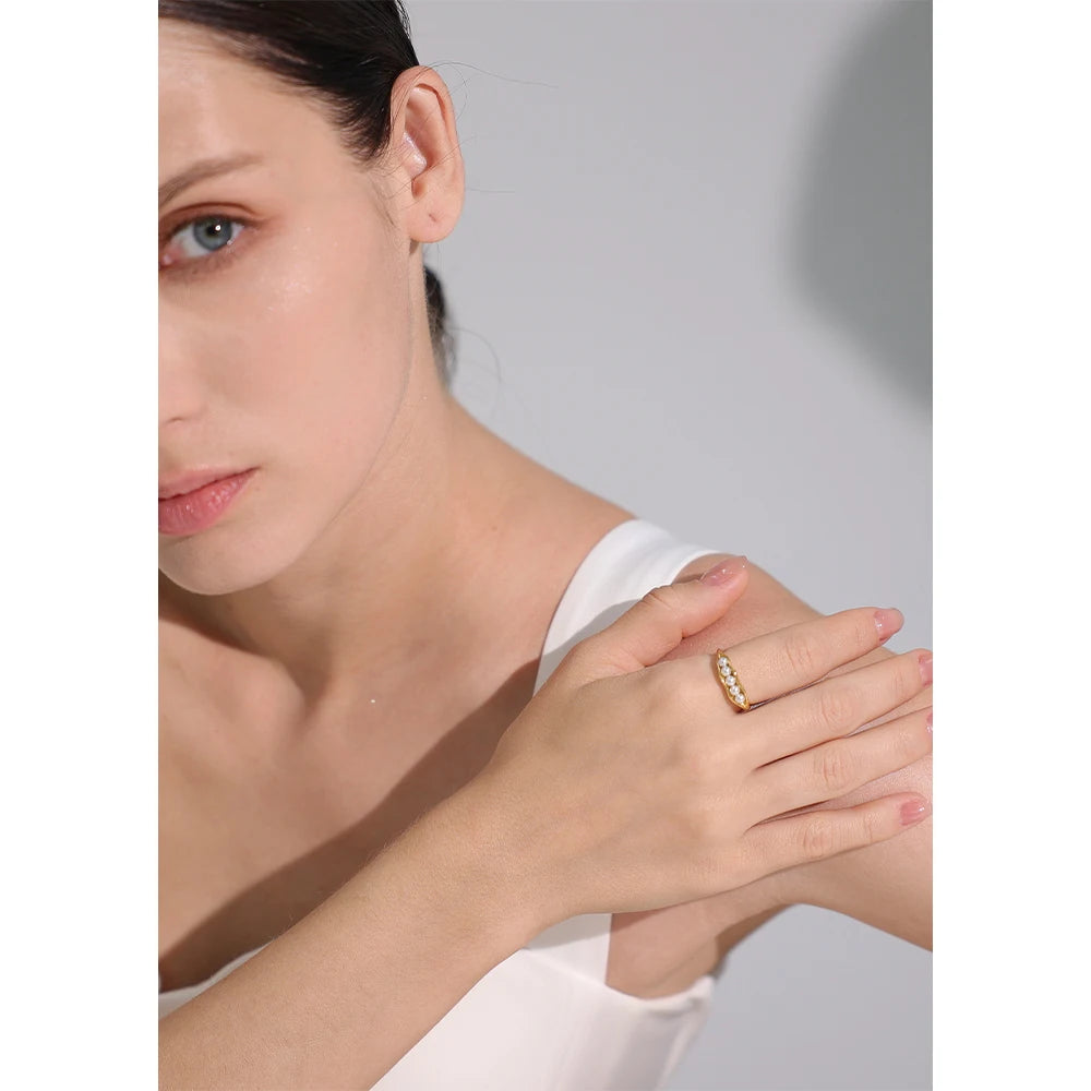 Bague en or avec perles d'eau douce Astra - Ma boutique