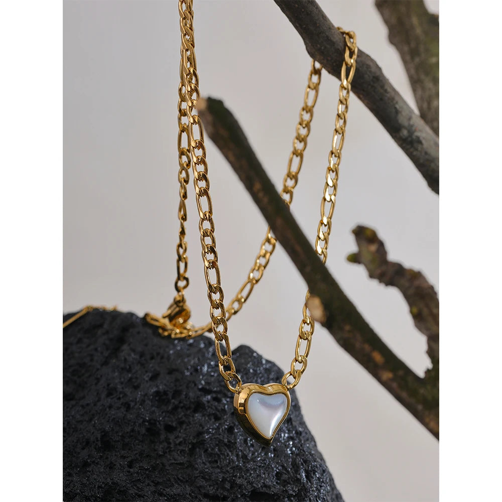 Collier coeur avec coquillage naturel Phoebe - Ma boutique