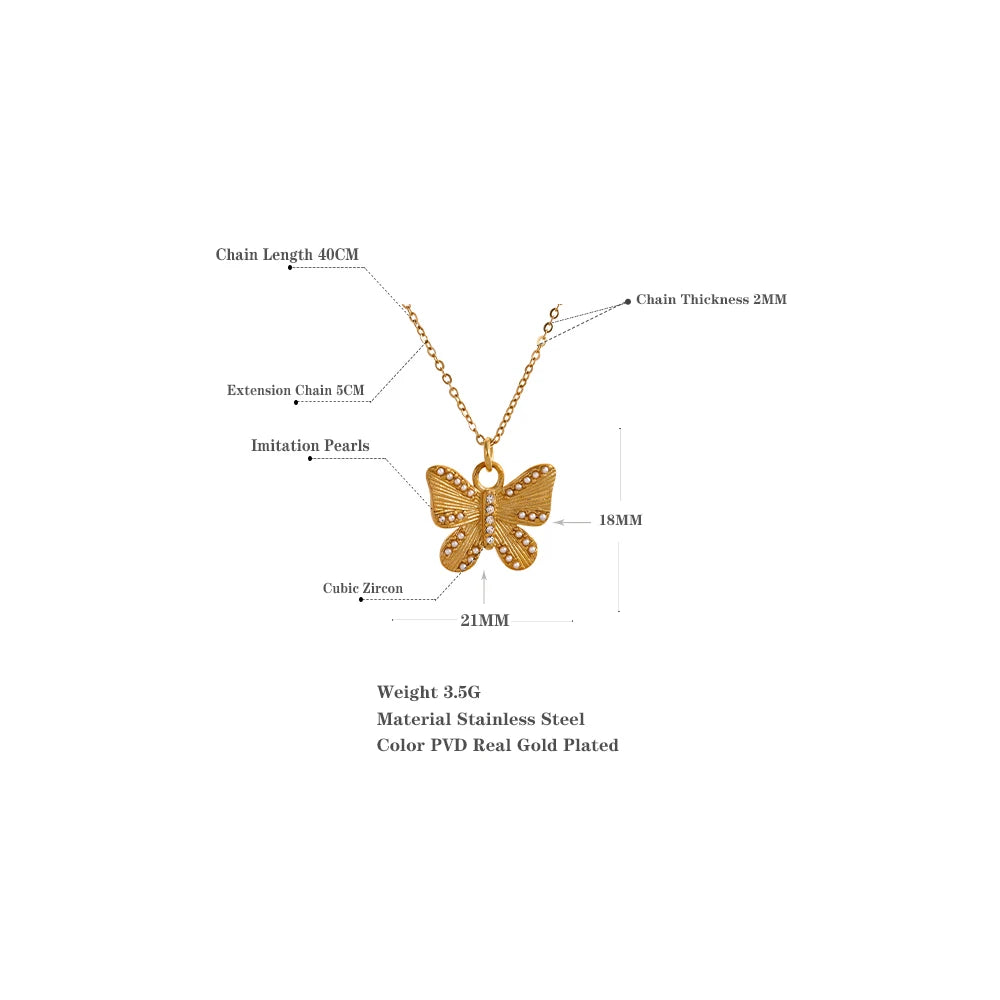 Collier papillon or avec perles Elara - Ma boutique