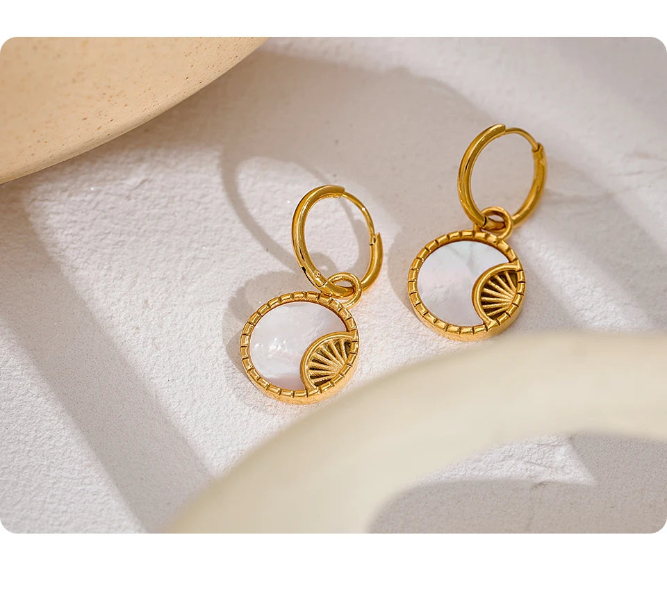 Boucle d'oreille créole pendante Luna - Ma boutique