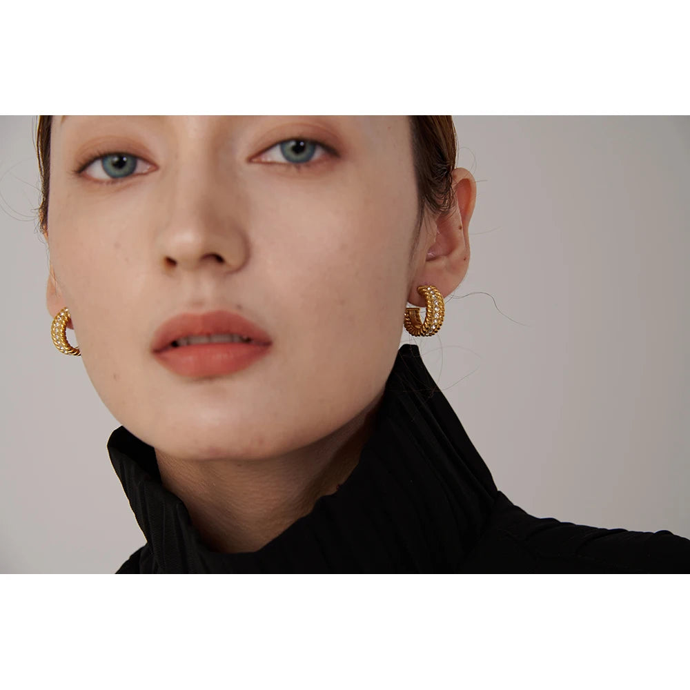 Boucle d'oreille avec zirconium et or jaune Jocaste - Ma boutique