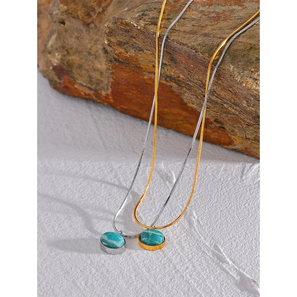 Collier avec pierre naturelle amazonite Electra - Ma boutique
