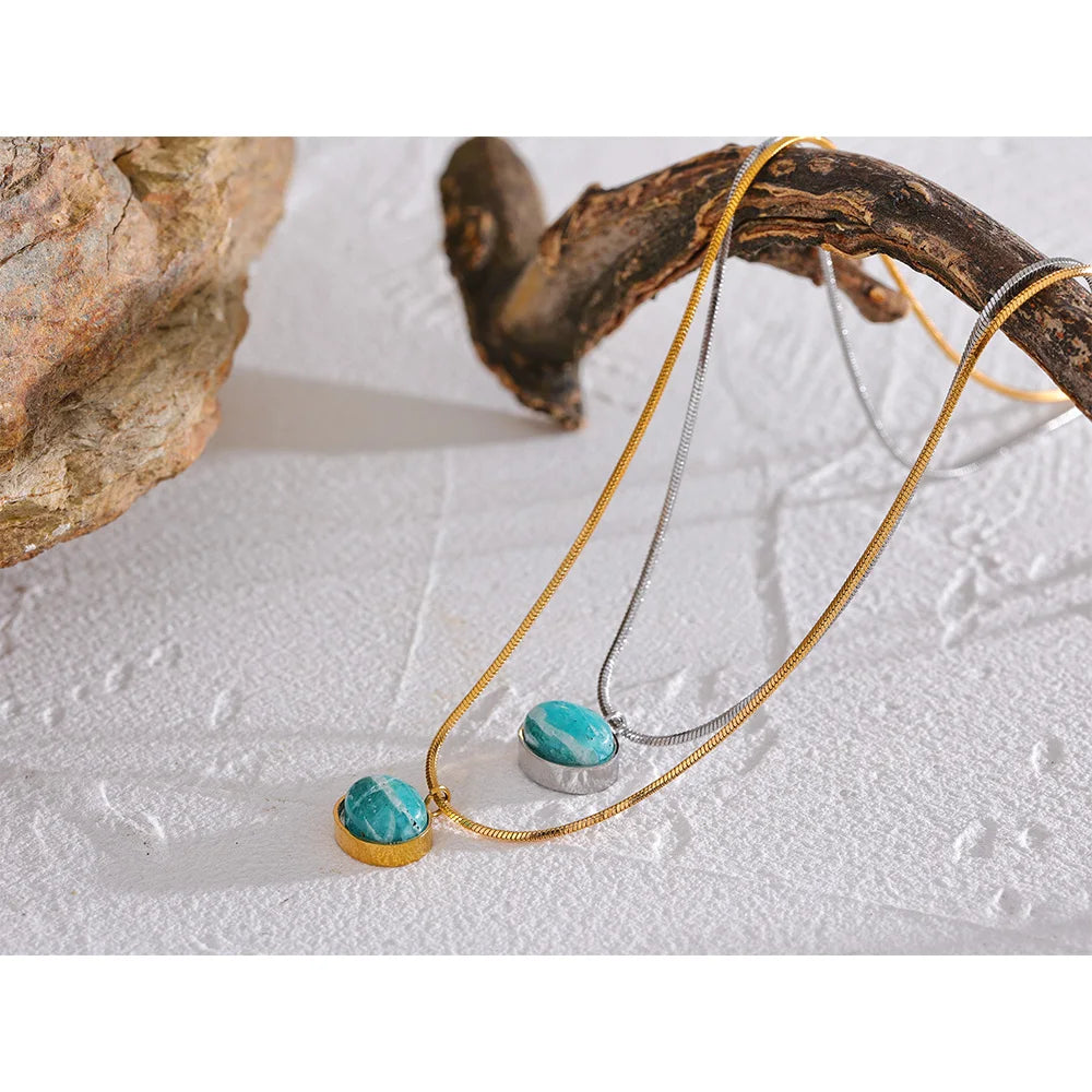 Collier avec pierre naturelle amazonite Electra - Ma boutique