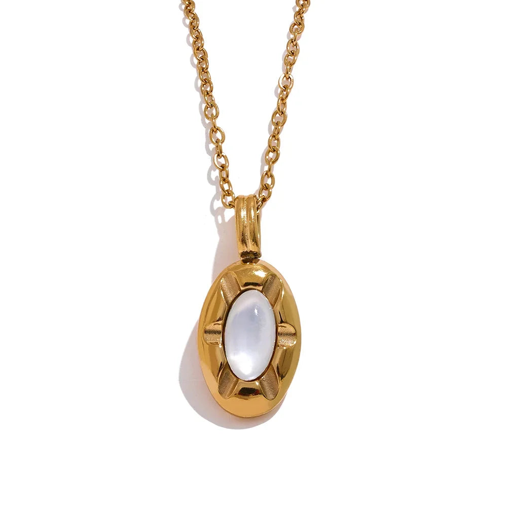 Collier avec pierre naturelle ovale Alcyone - Ma boutique