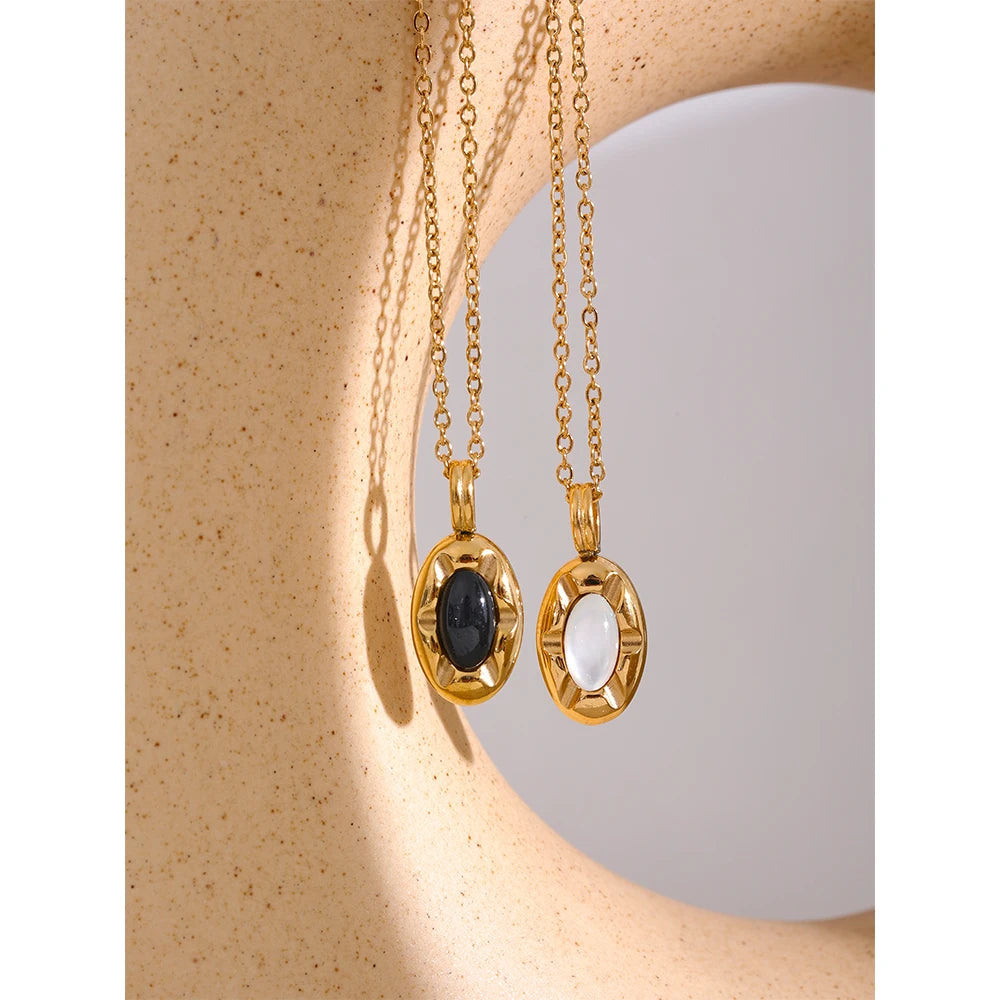 Collier avec pierre naturelle ovale Alcyone - Ma boutique