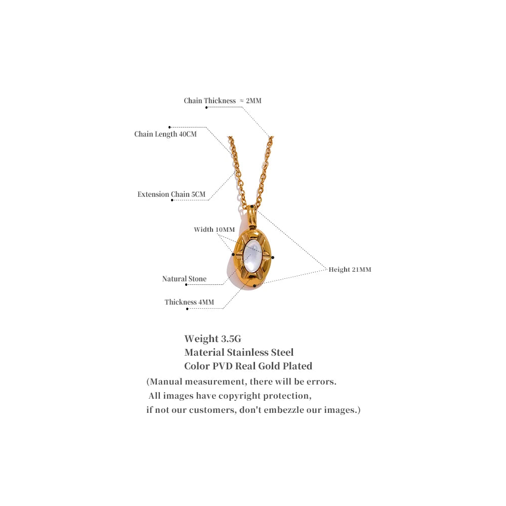Collier avec pierre naturelle ovale Alcyone - Ma boutique