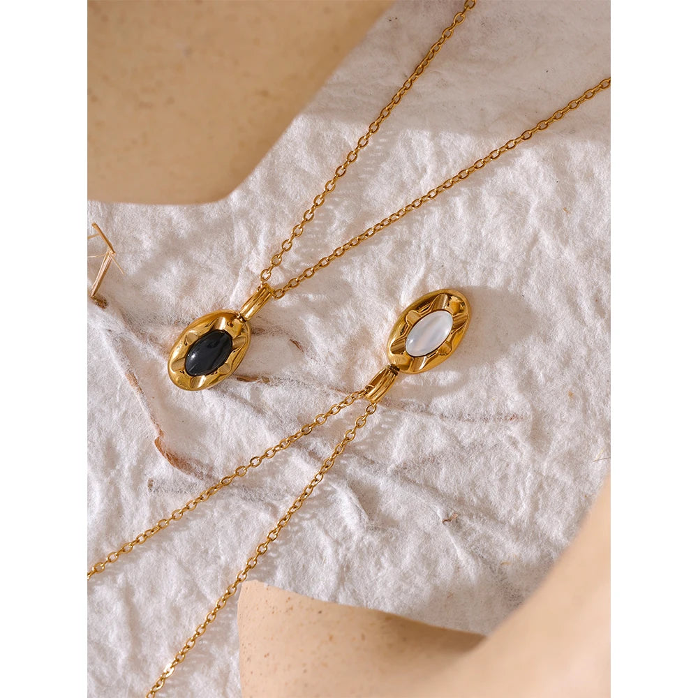 Collier avec pierre naturelle ovale Alcyone - Ma boutique