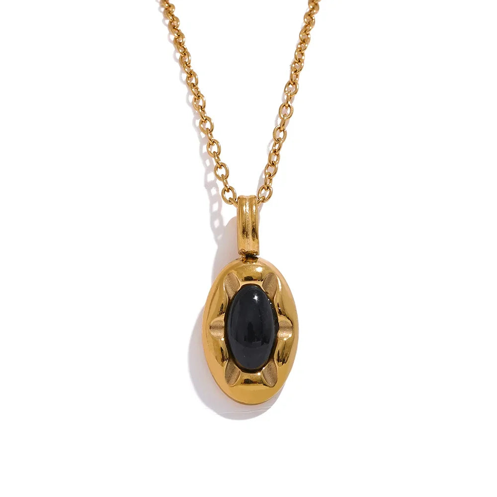 Collier avec pierre naturelle ovale Alcyone - Ma boutique
