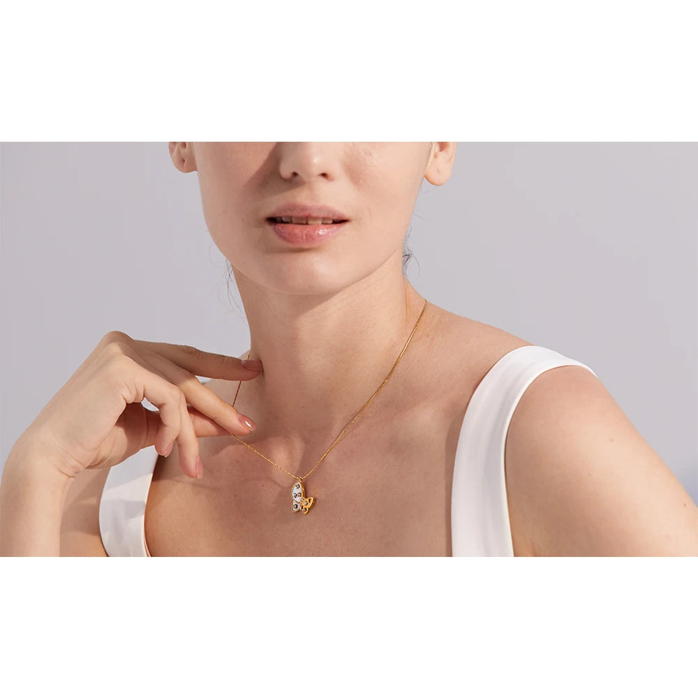Collier papillon avec coquillage naturel et zircon Vega - Ma boutique