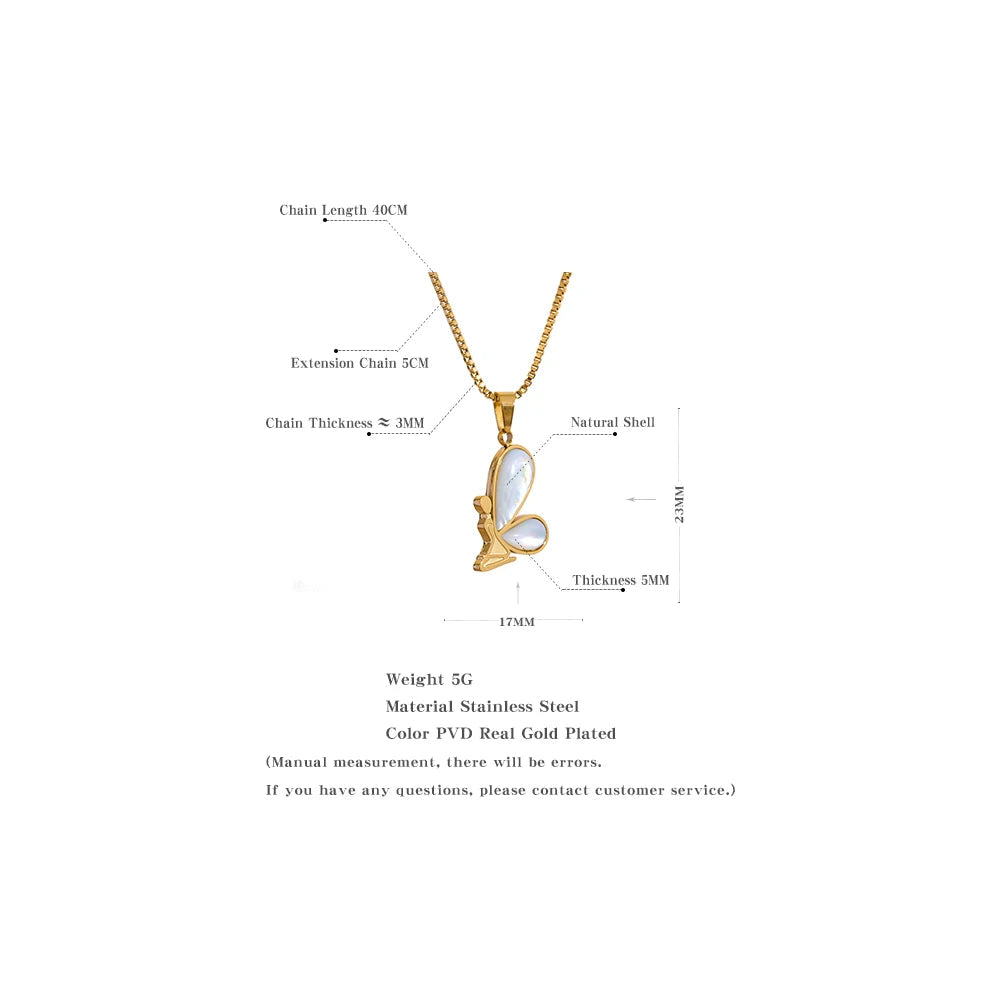 Collier papillon plaqué or avec coquillage naturel Callisto - Ma boutique
