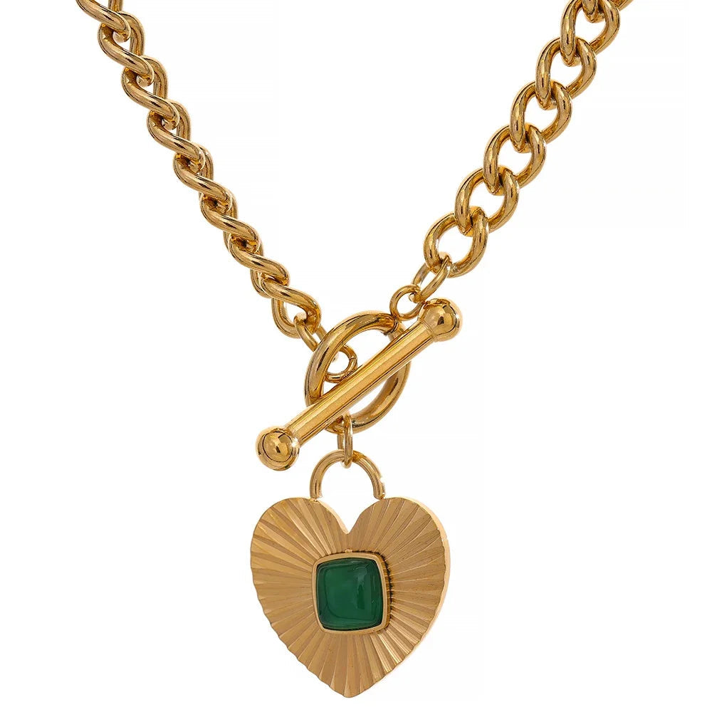 Collier plaqué or avec pierre d'agathe Lyra - Ma boutique