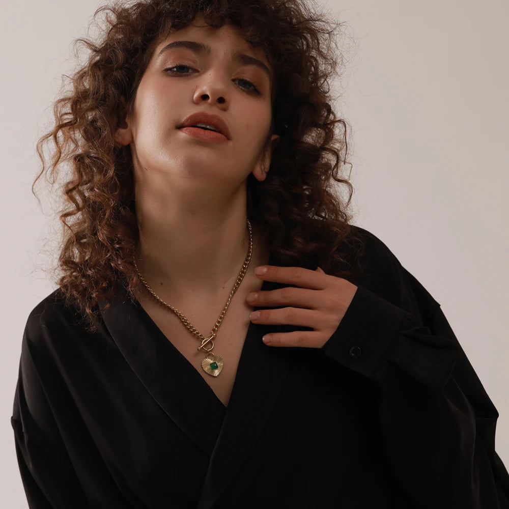 Collier plaqué or avec pierre d'agathe Lyra - Ma boutique