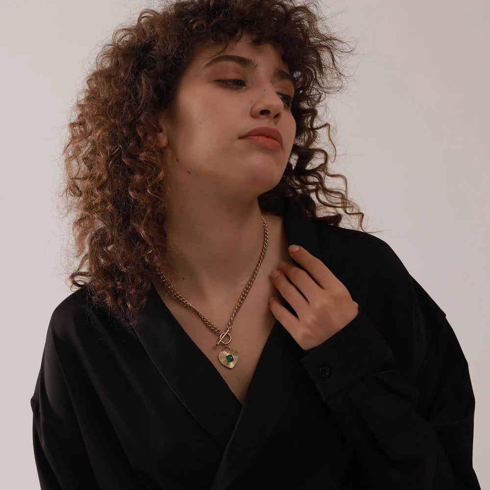 Collier plaqué or avec pierre d'agathe Lyra - Ma boutique