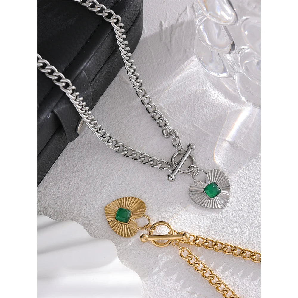 Collier plaqué or avec pierre d'agathe Lyra - Ma boutique