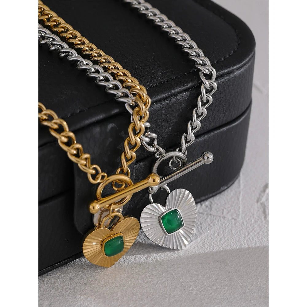 Collier plaqué or avec pierre d'agathe Lyra - Ma boutique