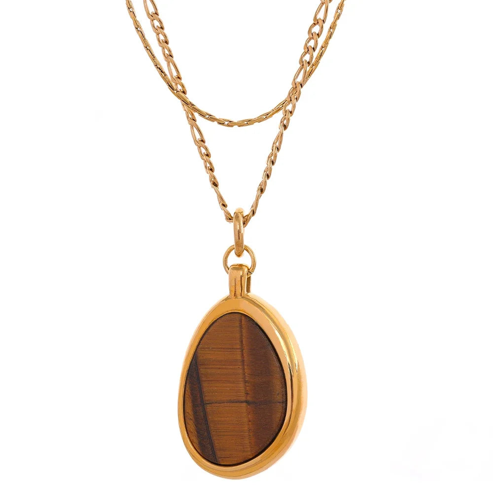 Collier plaqué or avec pierre naturelle Maia - Ma boutique