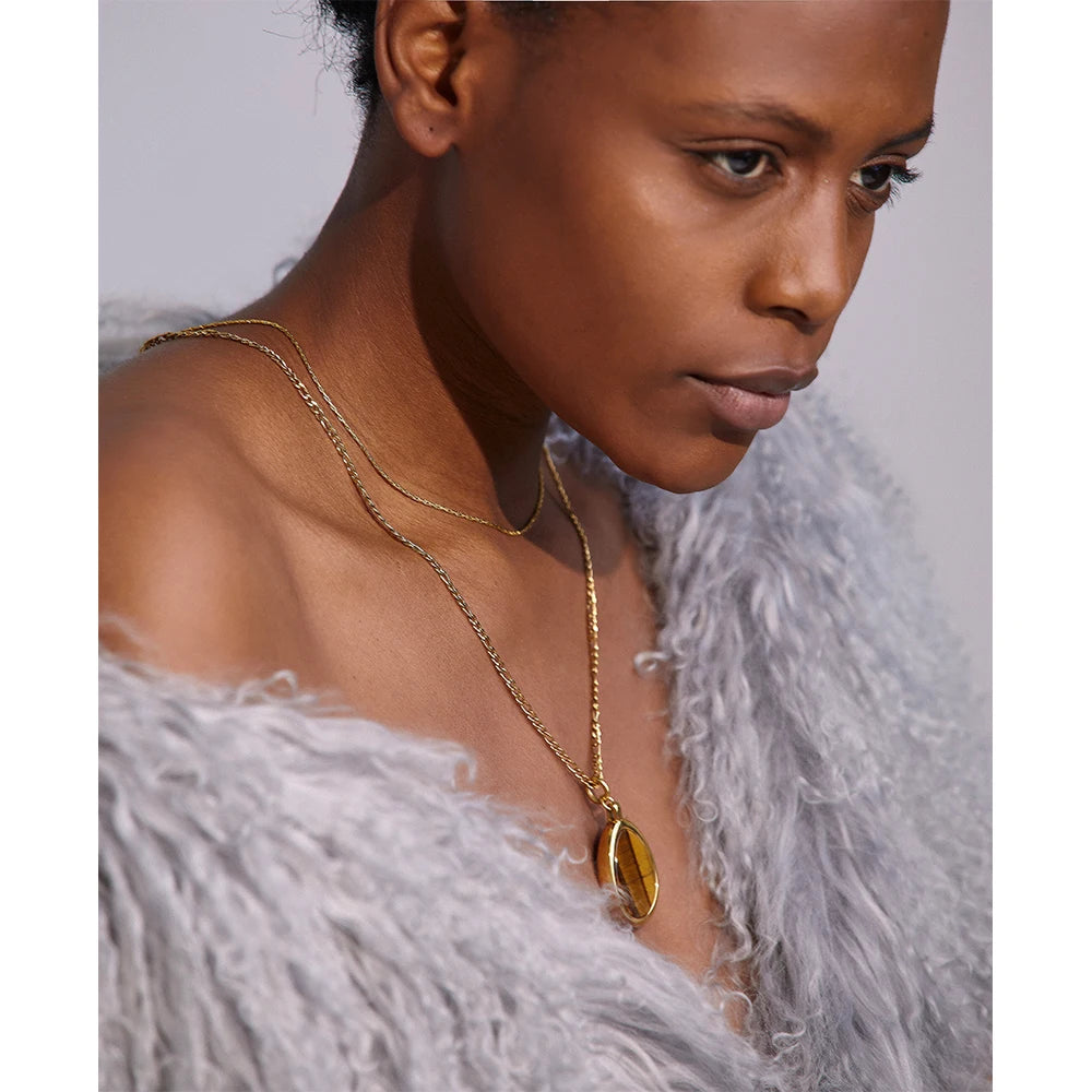 Collier plaqué or avec pierre naturelle Maia - Ma boutique