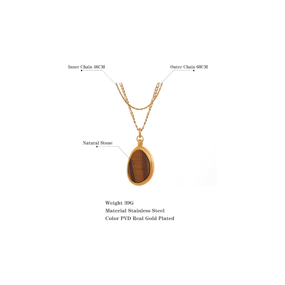 Collier plaqué or avec pierre naturelle Maia - Ma boutique