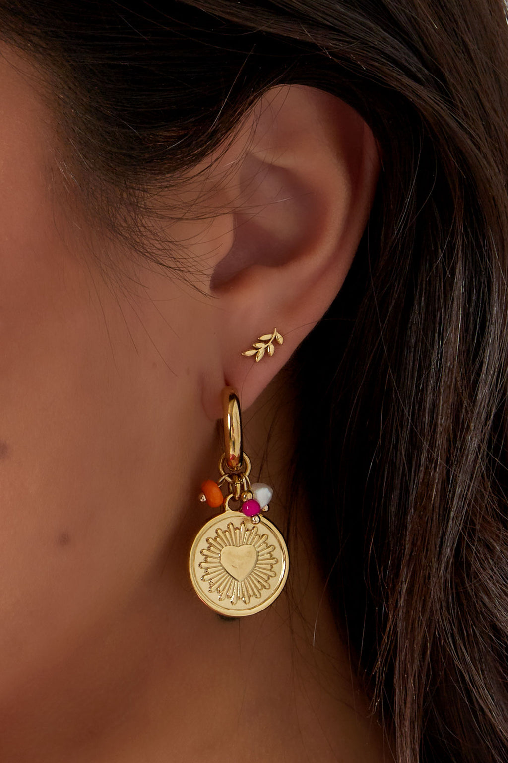 boucle d'oreille puce feuilles