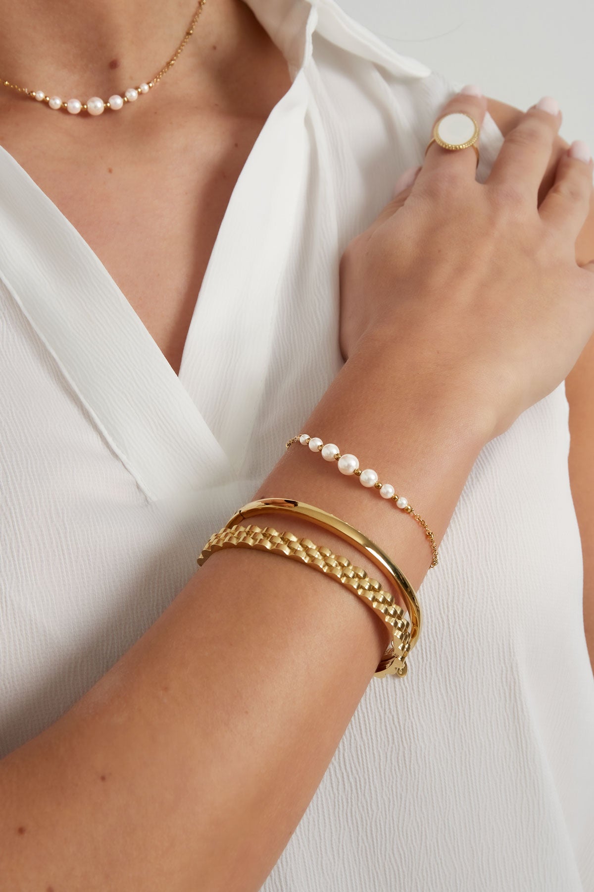 Bracelet de fête en perles - doré