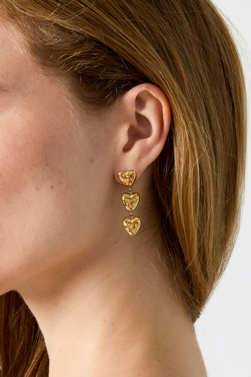 Boucles d'oreilles pendantes en acier inoxydable en forme de cœur, collection Simple Daily Simple, bijoux pour femmes