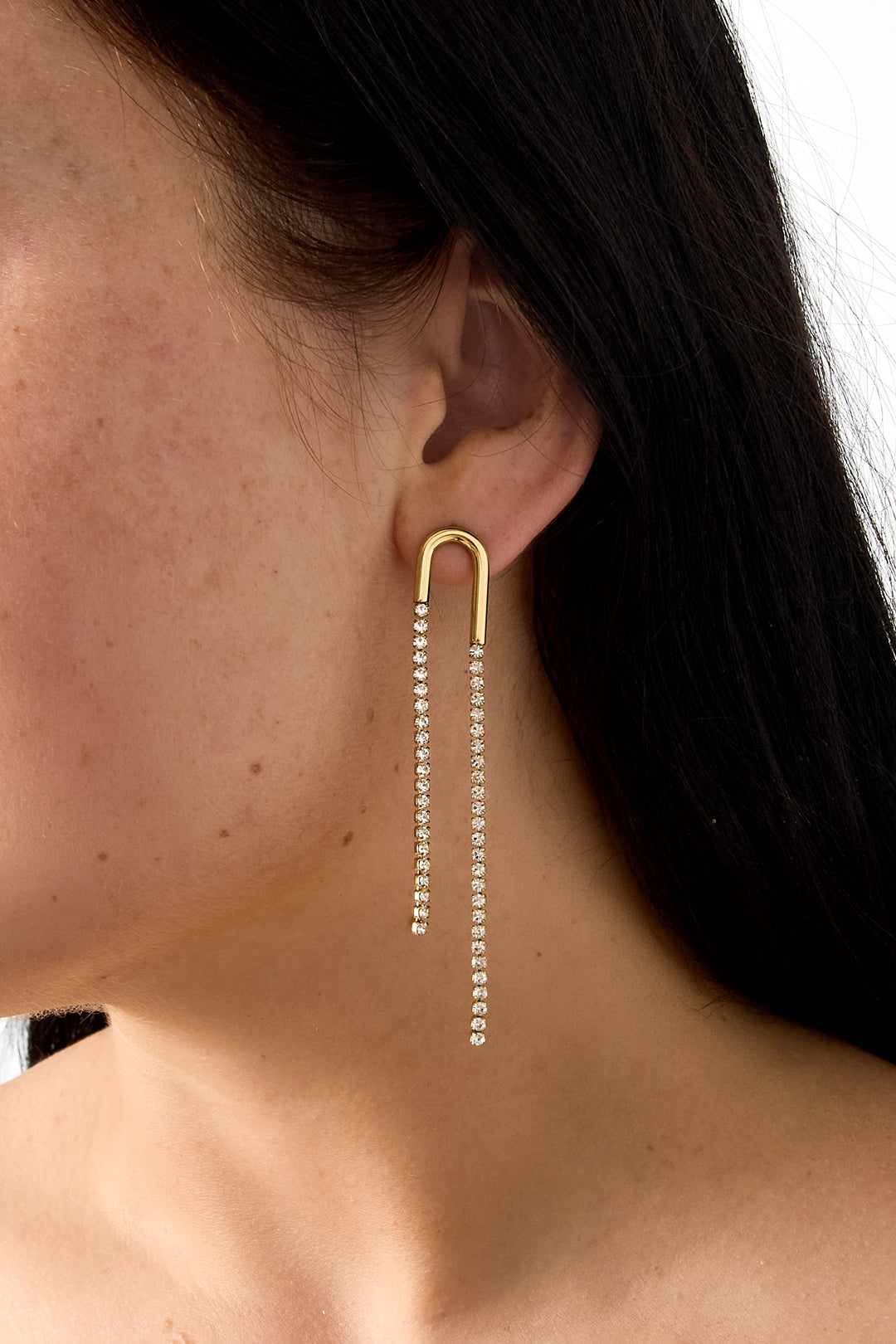 Boucles d'oreilles pendantes en acier inoxydable, chaîne, style simple, collection pour femmes, idéales pour les fêtes et les réunions.