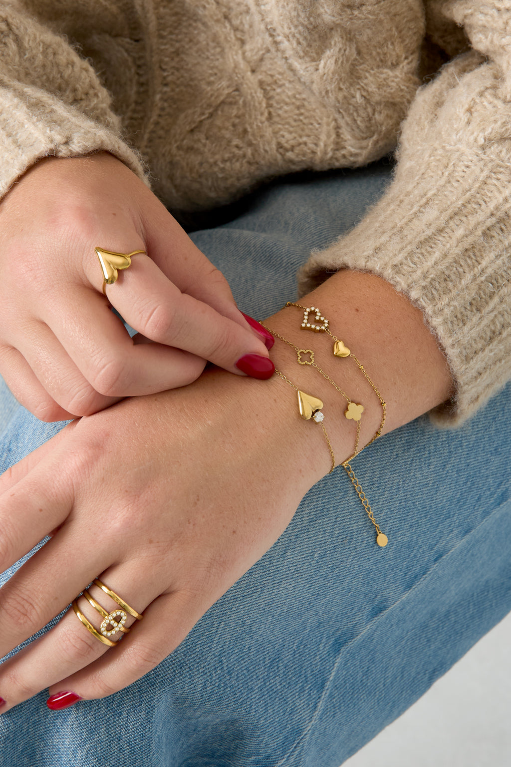 Bracelets à breloques en acier inoxydable en forme de cœur, collection Daily Simple, bijoux pour femmes