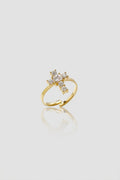 =Bague Ajustable Croix et Cristaux Couleur or | Atelier des bijoux