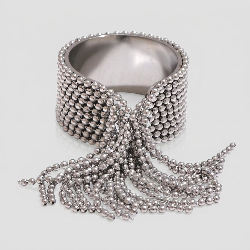 =Bague Manchette à Franges Perlées - Cali Argent | Atelier des bijoux