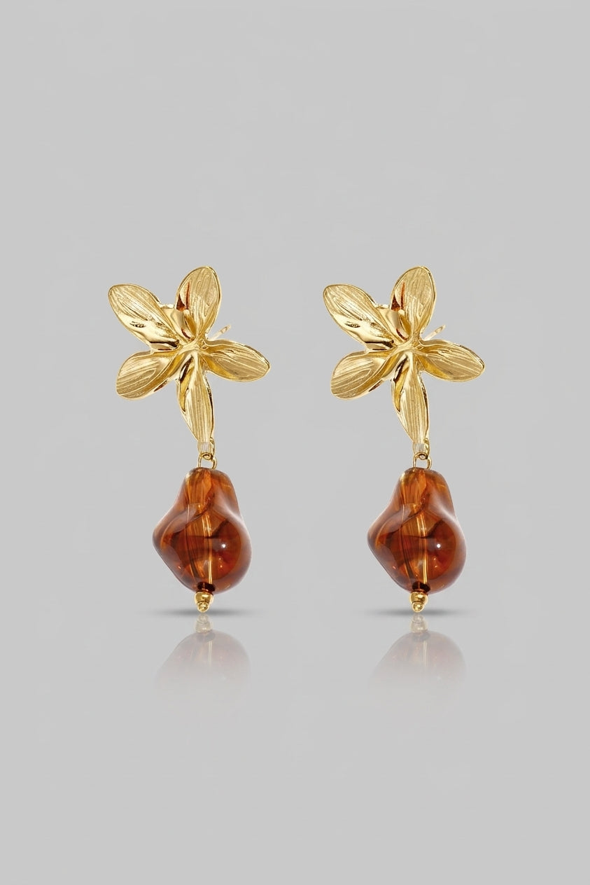 =Boucles d'oreilles Ambre Or | Atelier des bijoux