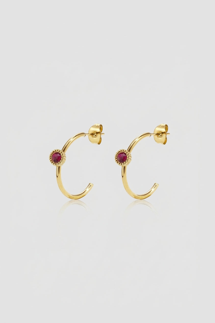 =Boucles d'oreilles Créoles Éclat Rose rouge | Atelier des bijoux