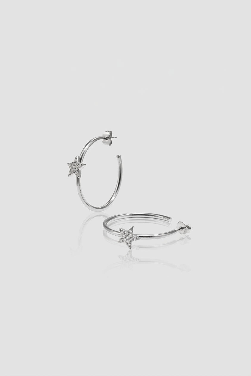 =Boucles d'oreilles Créoles Étoile Argent | Atelier des bijoux