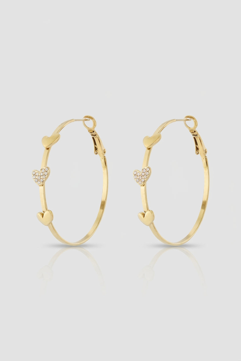 =Boucles d'oreilles Créoles Triple Cœur Or | Atelier des bijoux