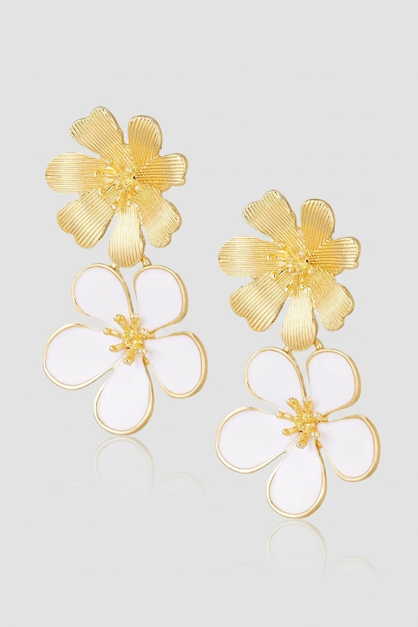 =Boucles d'oreilles Double Fleur Or | Atelier des bijoux