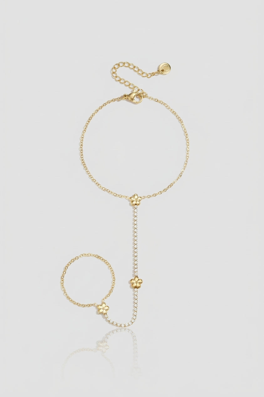=Bracelet Chaîne de Main Florale Or | Atelier des bijoux
