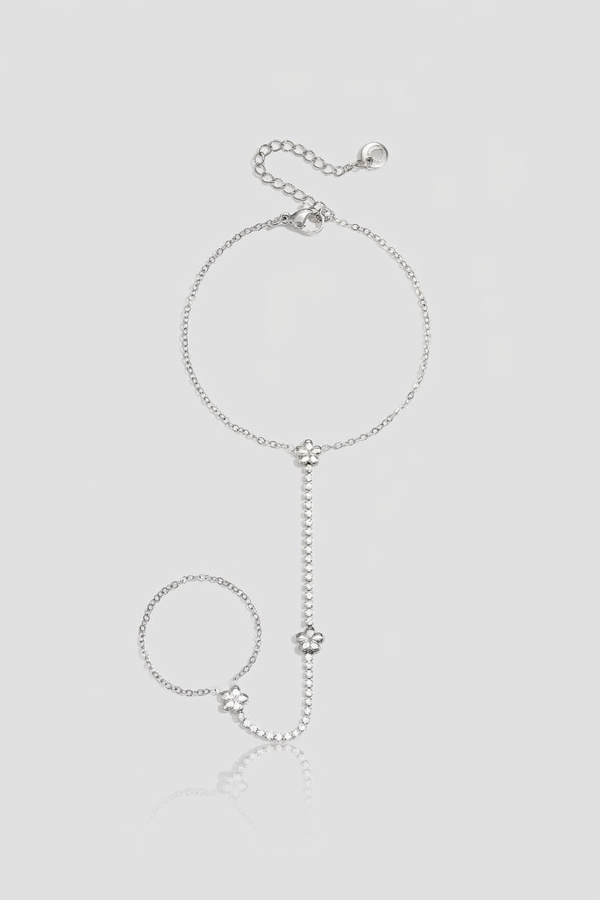 =Bracelet Chaîne de Main Florale Argent | Atelier des bijoux