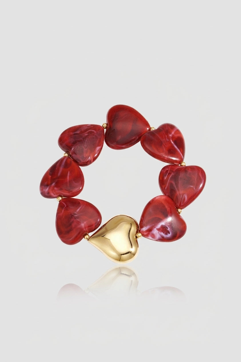 =Bracelet Cœur Rétro Cramoisi | Atelier des bijoux