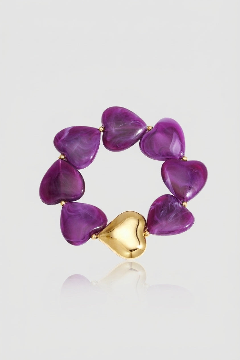 =Bracelet Cœur Rétro violet foncé | Atelier des bijoux